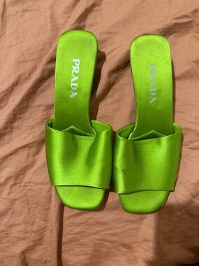 Prada - Green Satin Kitten Heels - IT 38 1/2